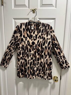 Chico's Crème, Brown and Black Leopard Print Tunic